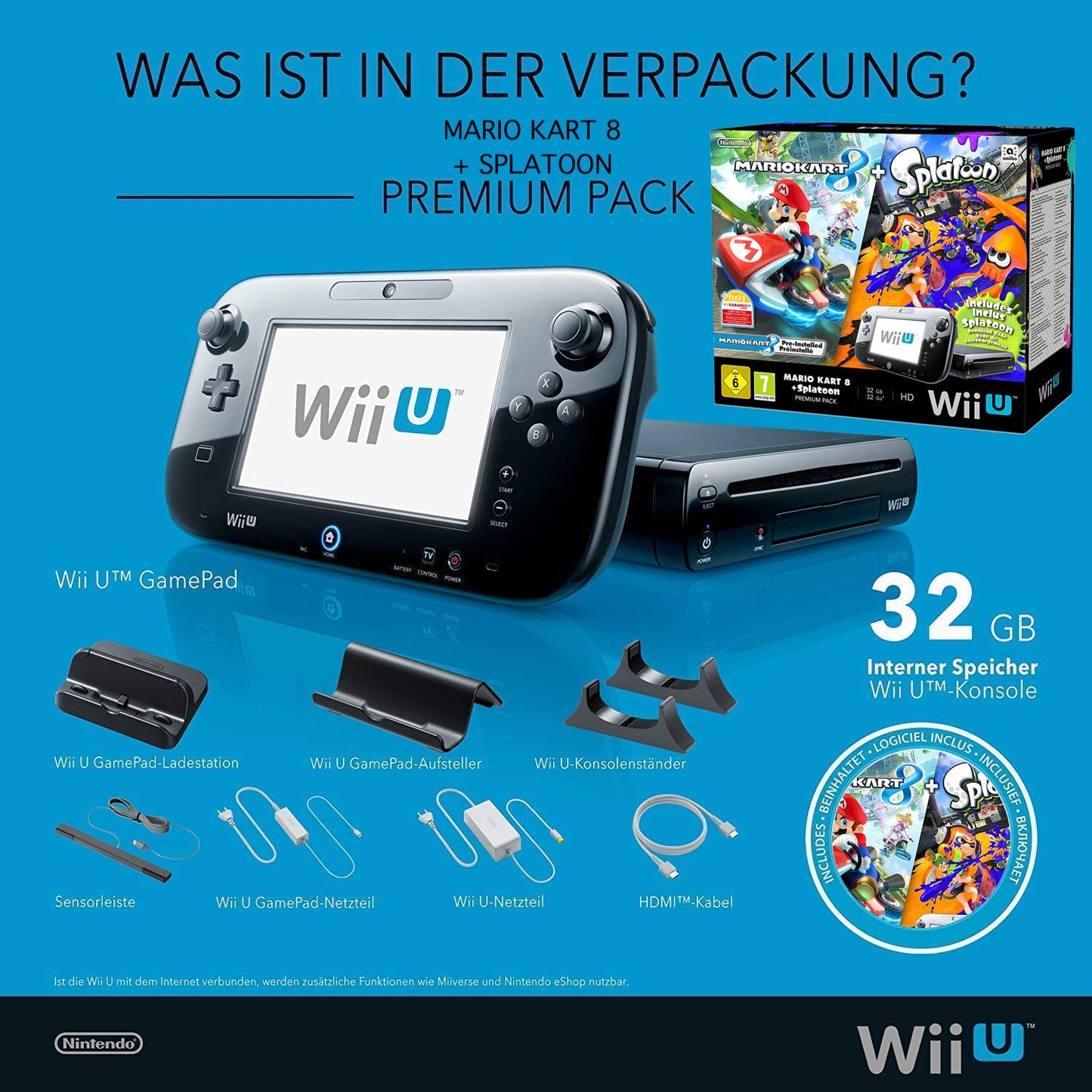 Konsole inkl. GamePad & Mario Kart 8 & Splatoon in OVP