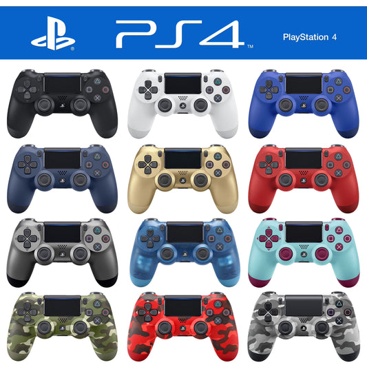 Eine Sammlung von PS4-Controllern in verschiedenen Farben, die ihre vielfältigen Designs und Stile präsentieren.