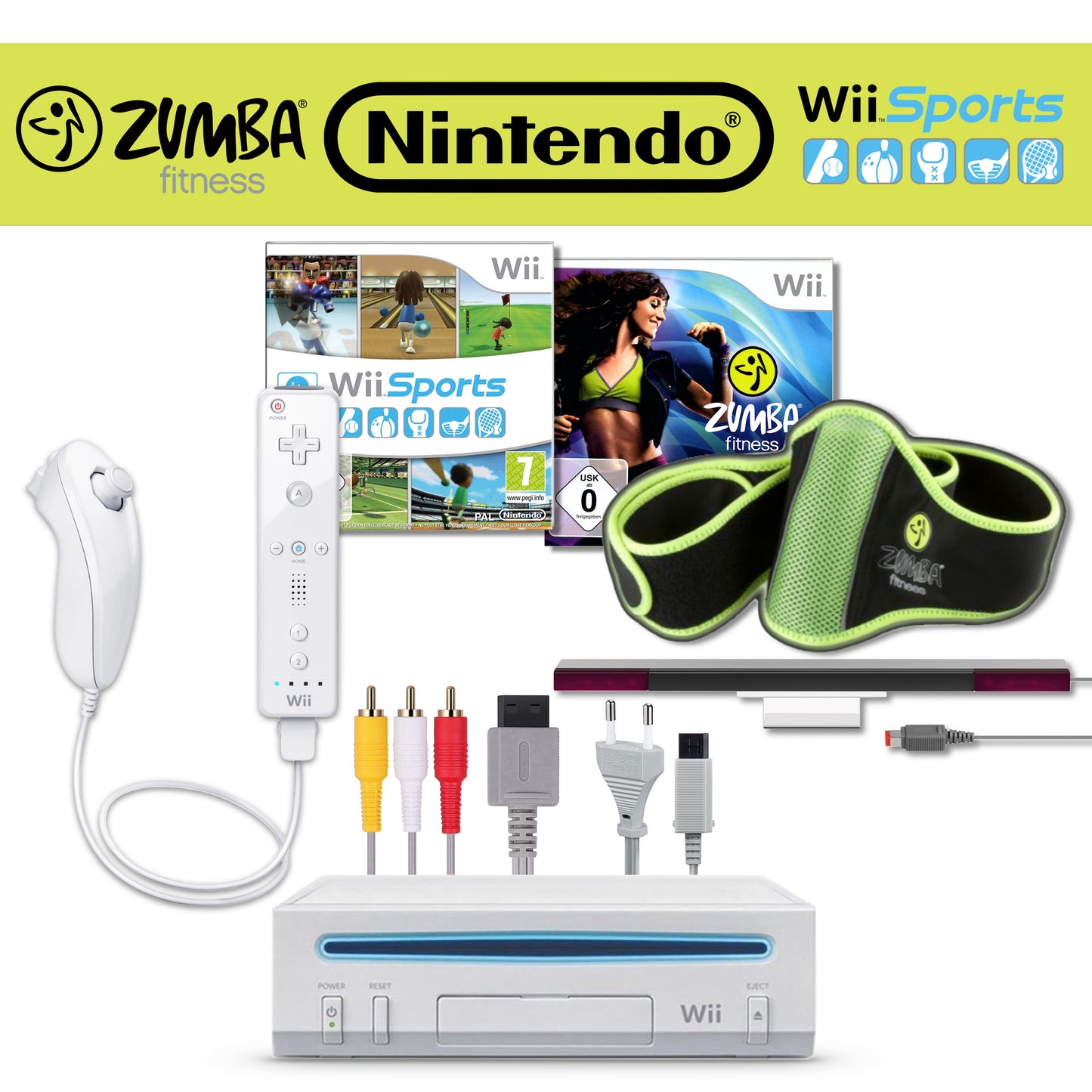 Wii "Zumba Fitness 2 Pack" inkl. Controller, Zumba Gürtel & Zumba Fitness 2