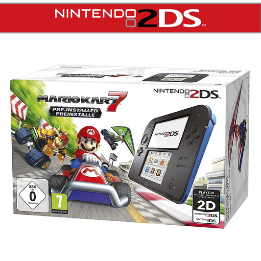 2DS Handheld-Konsole Blau/Schwarz mit Mario Kart 7 in OVP