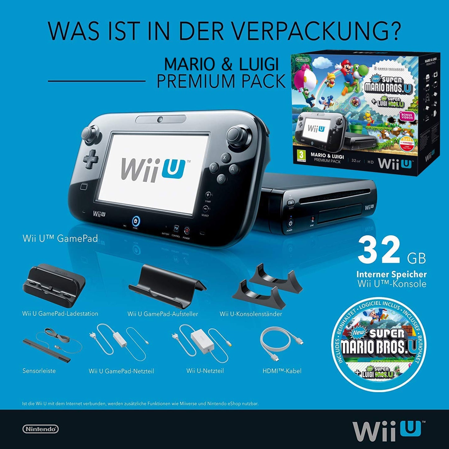 Konsole inkl. GamePad & New Super Mario + New Super Luigi U