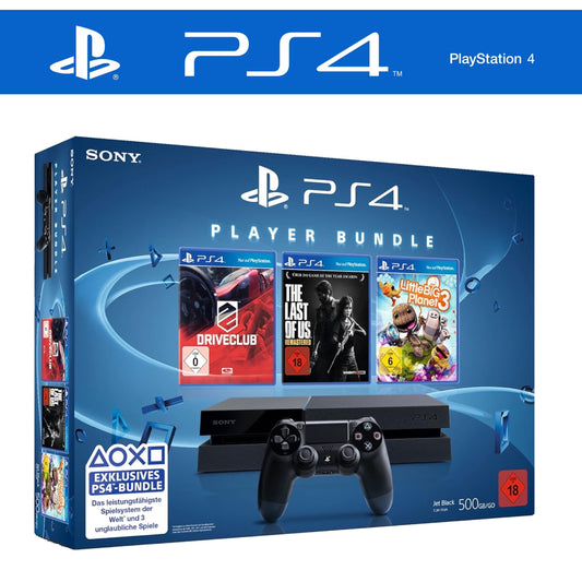 Konsole inkl. ORIGINAL Controller in Player Bundle OVP inkl. DriveClub, Little Big Planet 3 und The Last of Us: Remastered (USK 18)