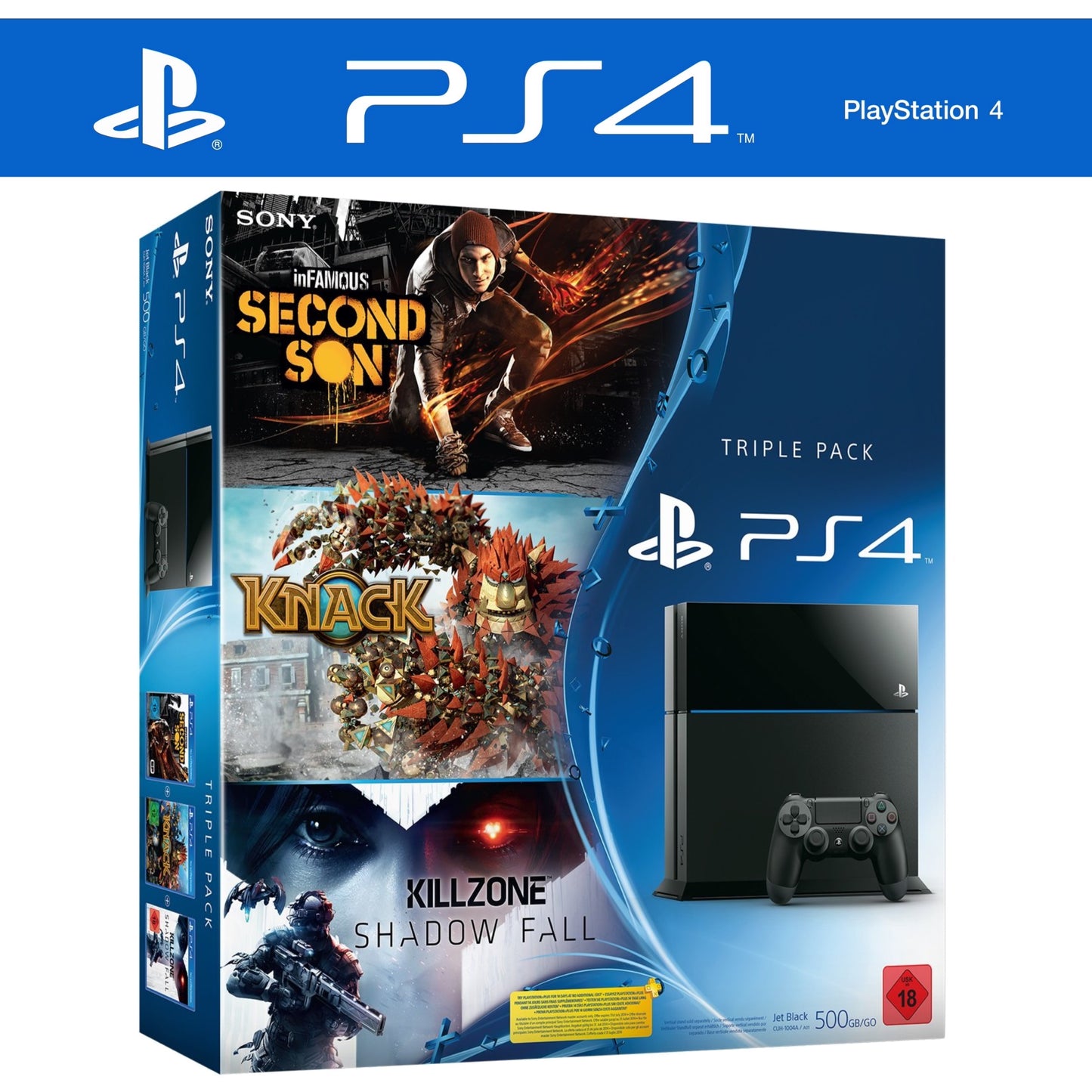 Konsole inkl. ORIGINAL Controller in Triple Pack OVP inkl. Killzone: Shadow Fall, Knack und inFamous Second Son (USK 18)