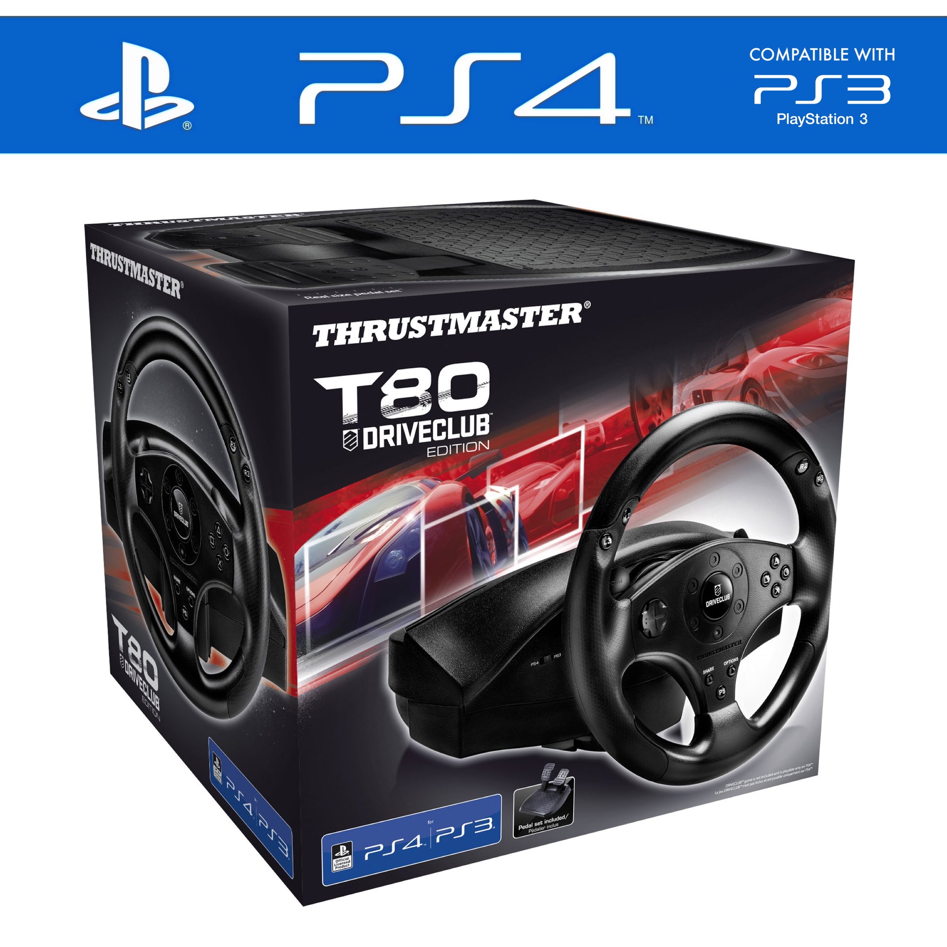 ps4 lenkrad mit pedalen thrustmaster Thrustmaster T80 Racing Lenkrad DriveClub Edition in OVP für PlayStation 4 / PS4 – GAMES-WORLD4YOU