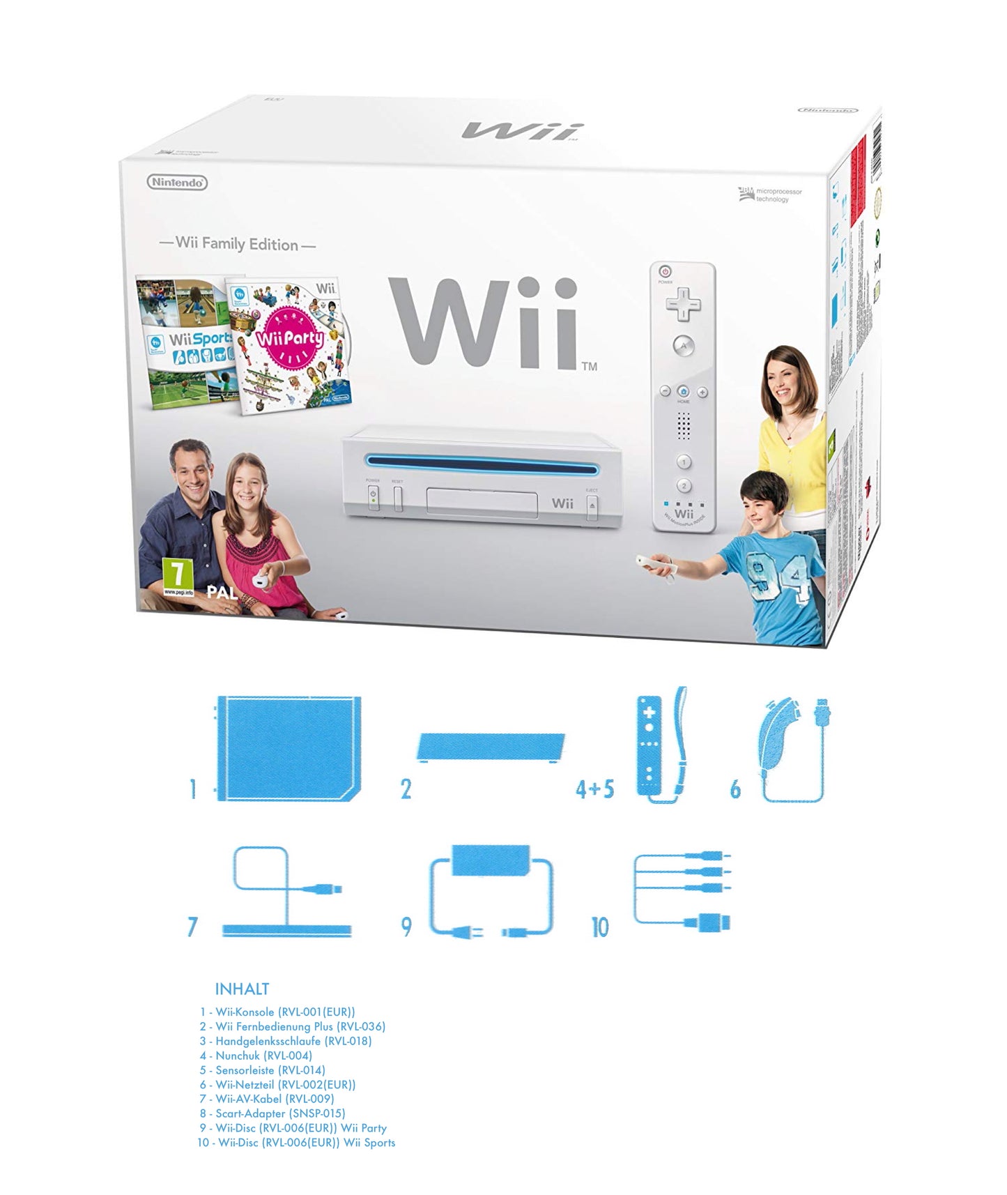Wii "Family Edition" inkl. Controller, Wii Party & Wii Sports